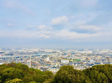 小牧市街地と名古屋高速道路3 小牧市,小牧,名古屋高速道路の写真素材