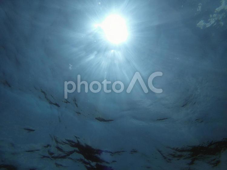 海中に降り注ぐ日差し 海,海中,日差しの写真素材