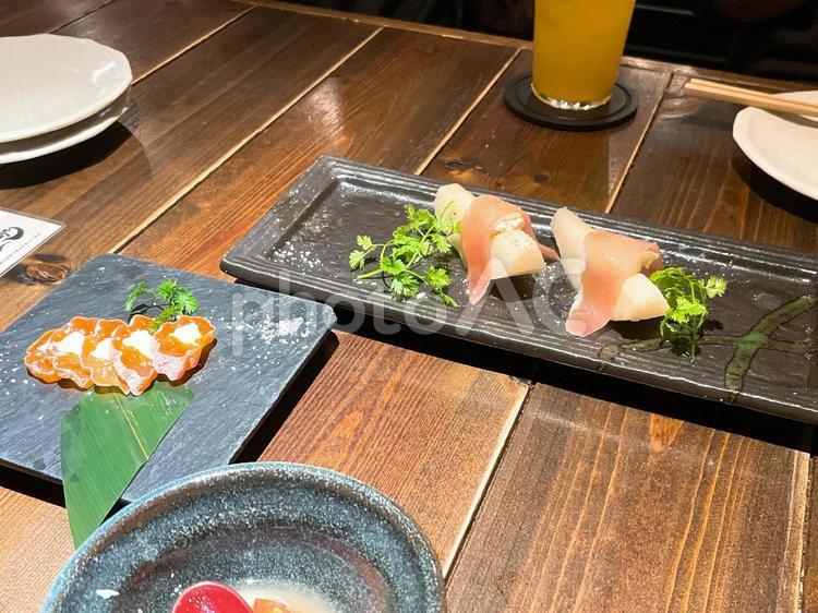 梨と生ハム 梨,生ハム,柿の写真素材