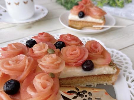 アップルローズタルト りんごタルト,フルーツタルト,タルトの写真素材