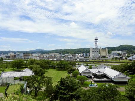 城山公園と白河市街地 城山公園,白河小峰城,小峰城の写真素材