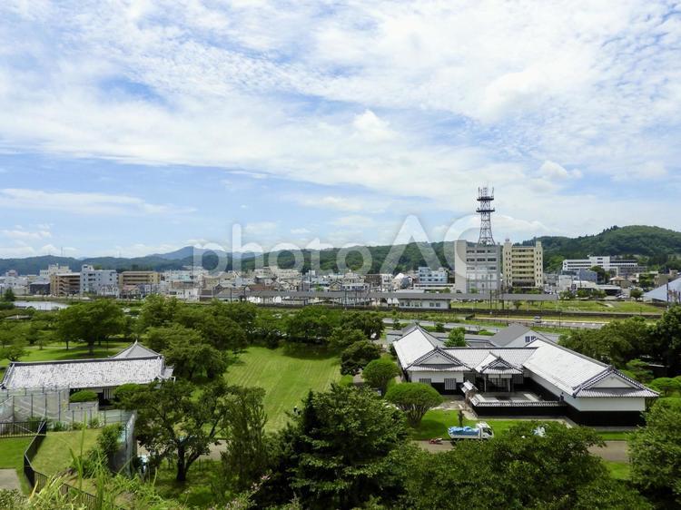 城山公園と白河市街地 城山公園,白河小峰城,小峰城の写真素材