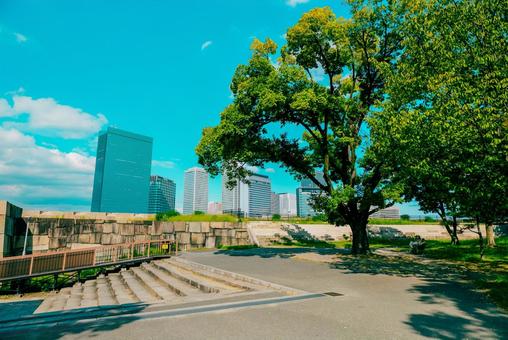 【大阪】大阪城公園の雰囲気 大阪城,お城,城の写真素材
