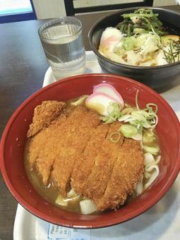 かつカレーきしめんと山菜きしめん カツカレー,豚カツ,かつの写真素材