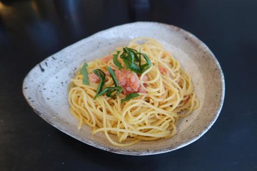 Mentaiko spaghetti (from above), JPG Mentaiko spaghetti (from above), JPG
