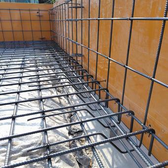 Photo, rebar, reinforcement, reinforced concrete foundation, 