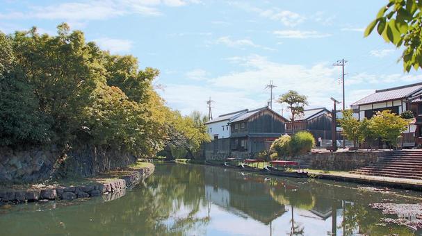 初秋の八幡堀 新町浜付近の風景 初秋の八幡堀 新町浜付近の風景の写真