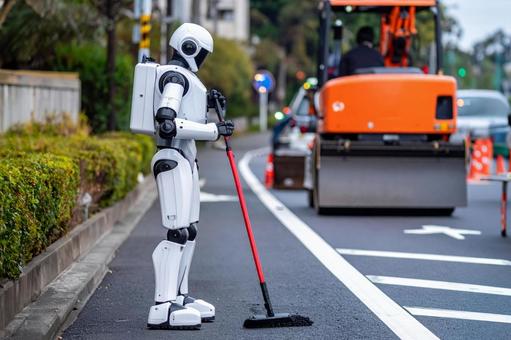 工事現場の道路を掃除するAIロボット 工事現場の道路を掃除するAIロボットの写真