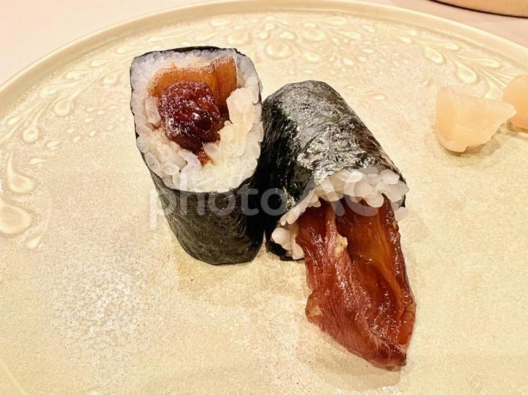 お寿司屋さんのかんぴょう巻き 干瓢,かんぴょう巻き,巻き物の写真素材