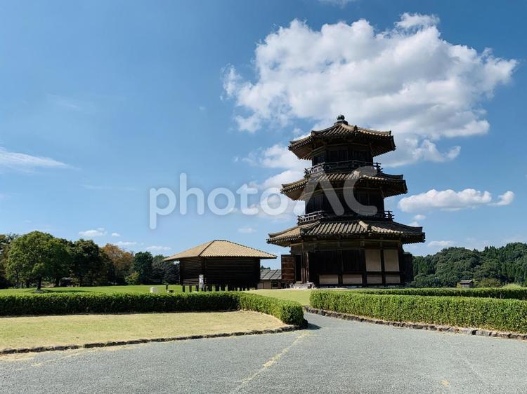 鞠智城 夏,鞠智城,城の写真素材