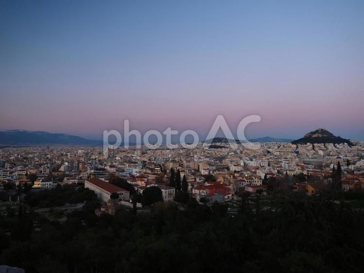 日没前のギリシャの美しい街並み 展望,風景,日没の写真素材