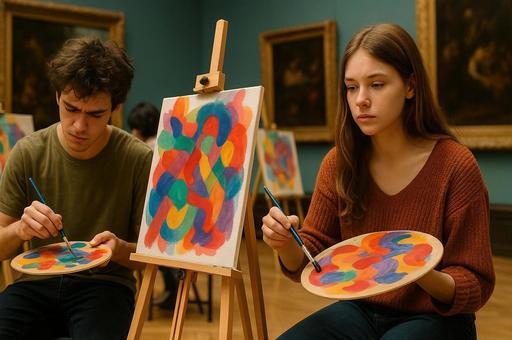 絵画教室の抽象画制作 絵画教室の抽象画制作の写真