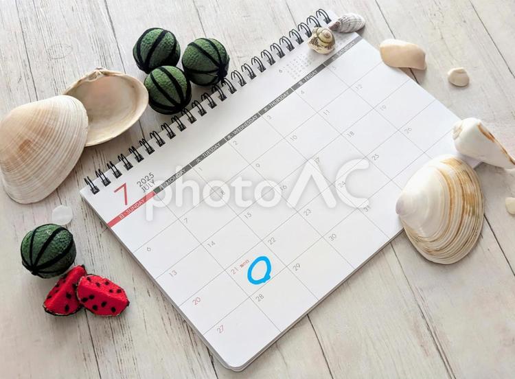 背景素材（カレンダー）7月海の日2 カレンダー,7月,テクスチャの写真素材