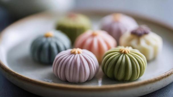 現代的な和菓子のクローズアップの写真