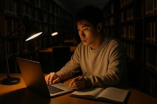 図書館で学ぶ学生の勉強 図書館で学ぶ学生の勉強の写真