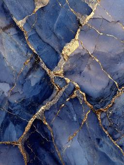 青い大理石と金色の亀裂 青い大理石と金色の亀裂の写真