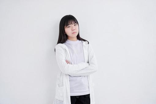 Japanese girls junior high school students worried about white background, JPG Japanese girls junior high school students worried about white background, JPG