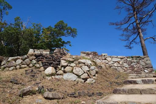 島根県-津和野城跡-出丸の石垣 津和野城跡,城,国指定史跡の写真素材