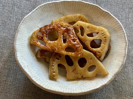 蓮根の煮物 料理,蓮根,甘辛煮の写真素材