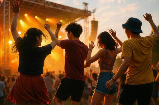 踊る日本人の若者たち 踊る日本人の若者たちの写真