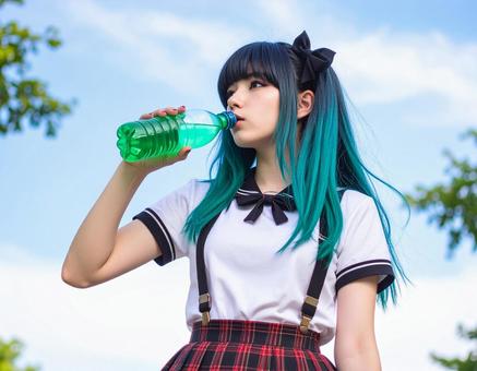 水分補給中の写真