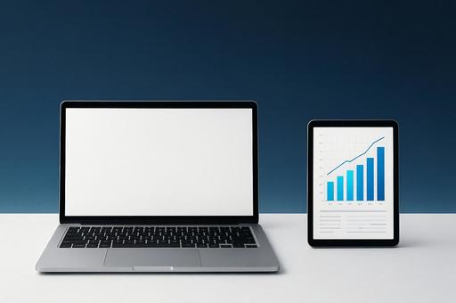 ノートパソコンとタブレット ノートパソコンとタブレットの写真