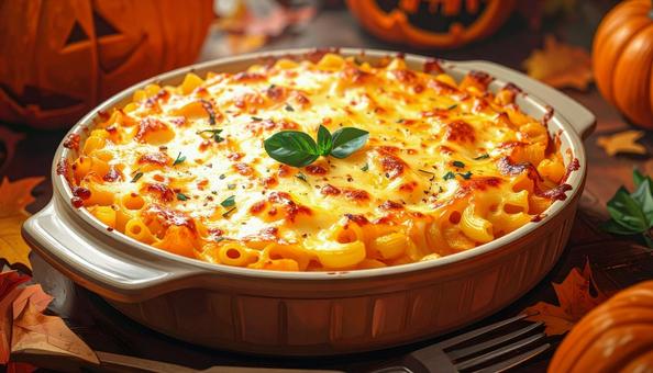 ハロウィンの料理 カボチャのグラタン ハロウィンの料理 カボチャのグラタンの写真