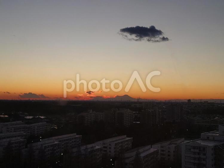 観覧車からの夕焼け 観覧車,夕焼け,景色の写真素材