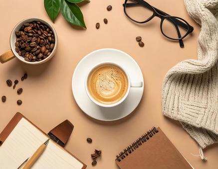 テーブルの上のコーヒー テーブルの上のコーヒーの写真
