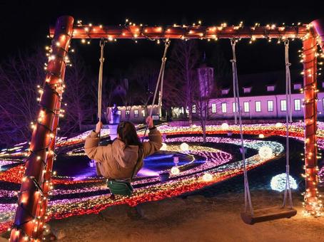 イルミネーション イルミネーション,冬,ブランコの写真素材