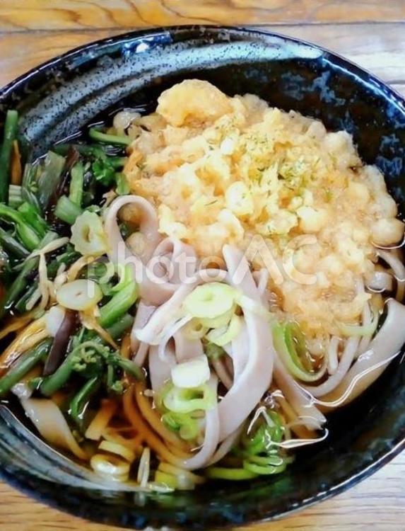 蕎麦 かけそば,蕎麦,かき揚げの写真素材