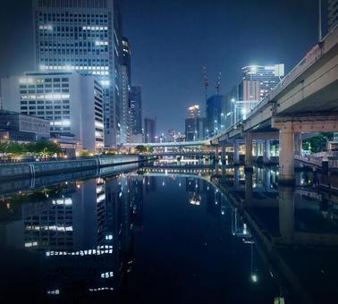 Image material of Nakanoshima area at night, JPG