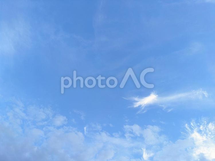 美しい青空に浮かぶ白い雲 空,青空,青いの写真素材