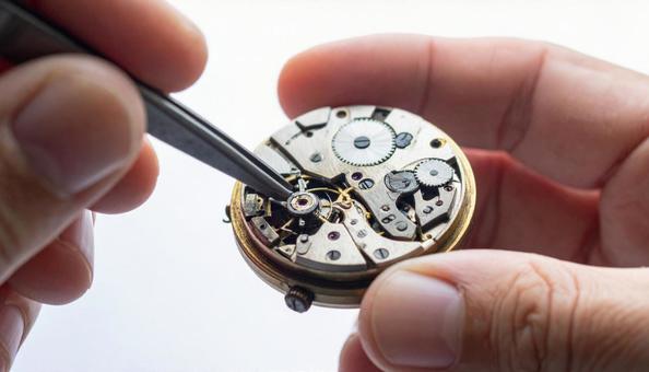 時計を修理する時計技師 時計を修理する時計技師の写真