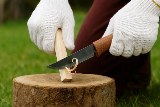 Making feather sticks by carving firewood with a knife 1, salary, knife, sharpen, JPG
