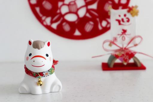 午年の年賀状素材 年賀状,午,白馬の写真素材