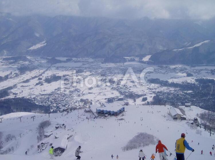 スキー場から見た白馬村 白馬,スキー場,八方尾根の写真素材