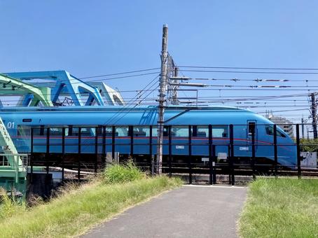 ロマンスカー ロマンスカー ロマンスカー,青いロマンスカー,mse60000形の写真素材