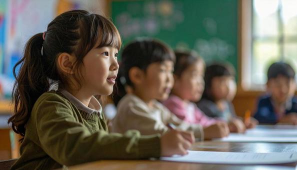 英会話教室で学ぶ子供たちの写真