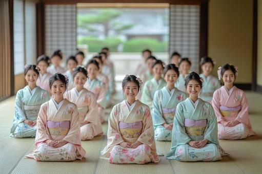 着物姿の女性たちのイメージ 着物姿の女性たちのイメージの写真