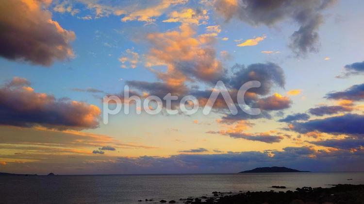 五島の夕暮れ 五島市,東シナ海,海の写真素材