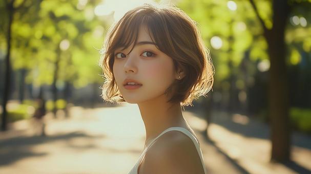 ベリーショートヘアの女性、サロンモデル ベリーショートヘアの女性、サロンモデルの写真