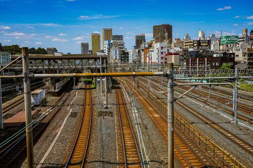 鶯谷の鉄道路線 線路,鉄道,レールの写真素材