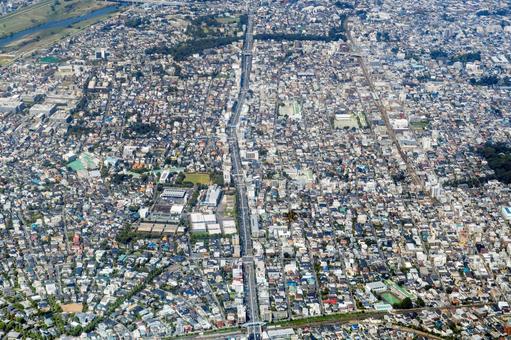 環状八号線を田園調布上空から北方向を空撮 空撮,世田谷区,田園調布の写真素材