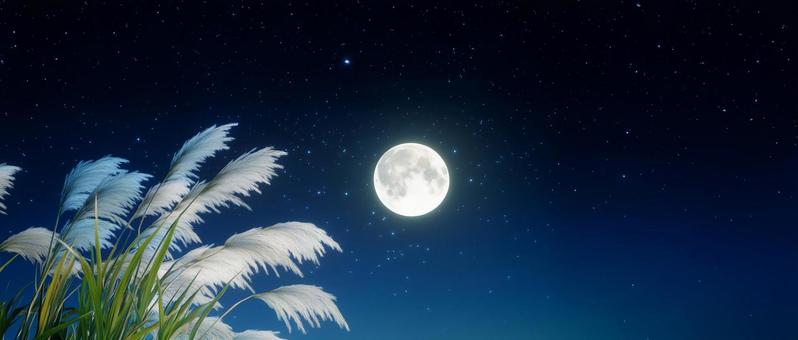 余白つき中秋の名月の写真