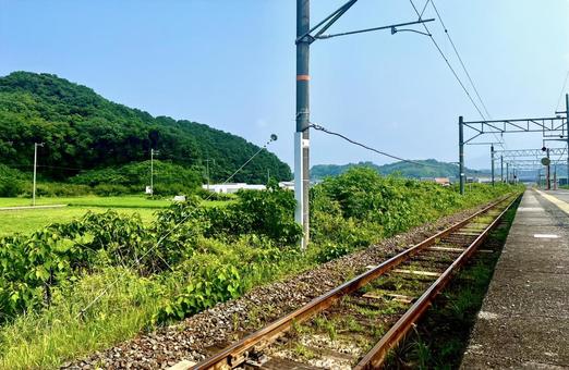 線路 線路 線路,単線,線路沿いの写真素材