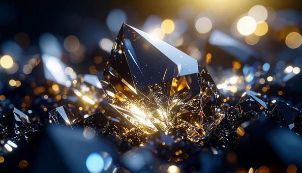 青と金色に輝くダイヤモンドの幻想的な背景の写真