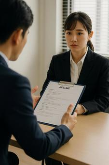 面接での履歴書提出の写真