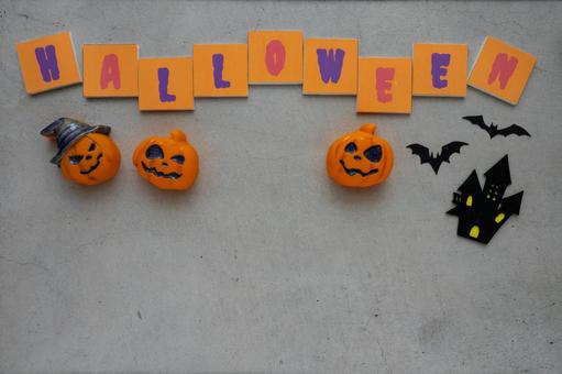 コンクリ背景のハロウィンデコレーション コンクリ背景のハロウィンデコレーションの写真
