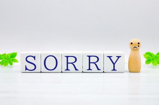 「SORRY」ブロックと悲しげな人形 「SORRY」ブロックと悲しげな人形 謝罪,ごめんなさい,sorryの写真素材